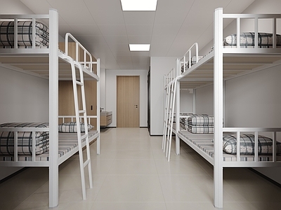 现代简约宿舍 现代宿舍 宿舍双人床