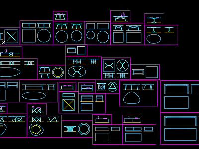 现代桌椅 咖啡桌 施工图