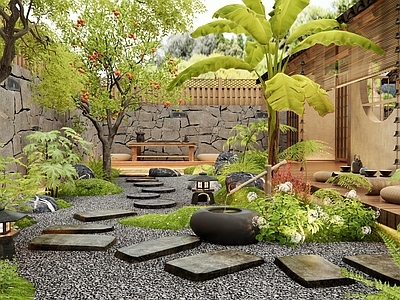 日式庭院 汀步 枯山水景观 杂木庭院 植物景观 花草