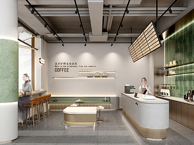现代极简便利店 奶茶店 咖啡吧 商业 外摆 现代商店