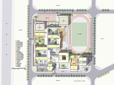现代学校建筑 现代中小学规划 总平面图 施工图
