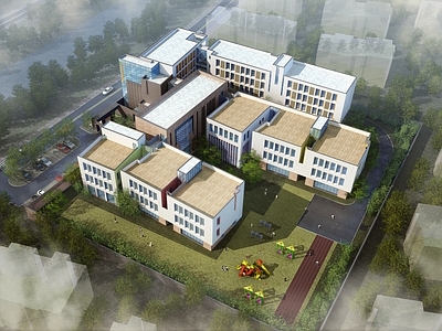 现代学校建筑 现代幼儿园总平面 总平面规划 施工图