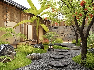 日式庭院 杂木庭院 柿子树 汀步 微地形 苔藓