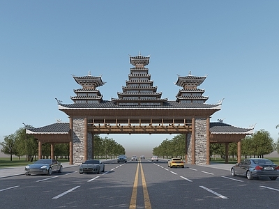 中式古建 中式 古建 大门 牌坊