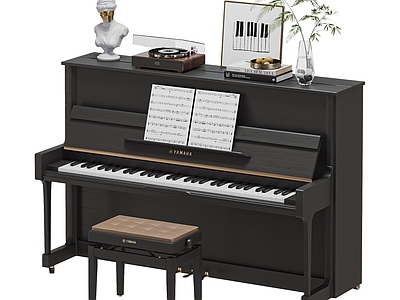 乐器 YAMAHA 现代钢琴 雅马哈钢琴 唱片机 摆件组合