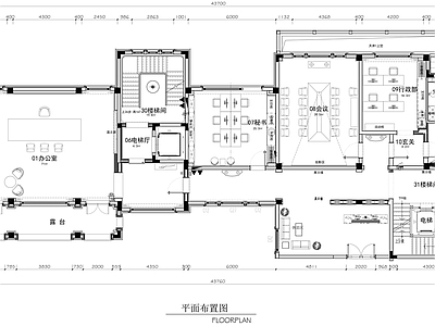 新中式整体办公空间 办公空间平面图 办公室设计平面图 公司办公室平面图 施工图