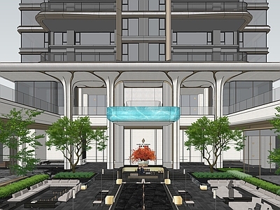 现代简约小区建筑 龙湖 御湖境 示范区 展示区 四代宅