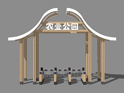 现代简约入口大门 公园入口大门 岭南元素入口大门