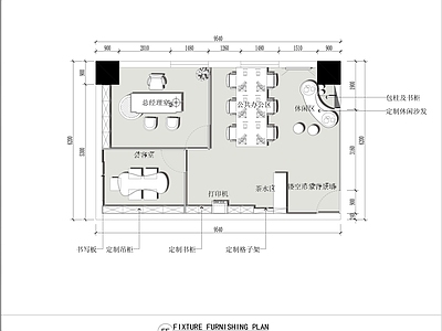 现代工作室 50㎡办公室设计 6人办公室平面图 个人工作室平面图 施工图