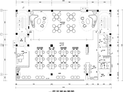 现代开放办公室 300㎡办公室 办公室设计平面图 开放办公室平面图 施工图