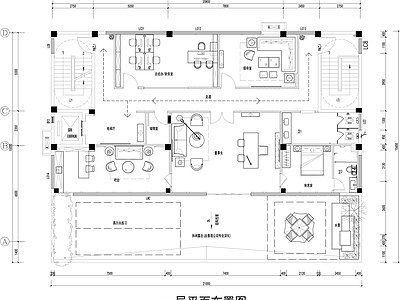 其他办公空间 私人会所办公室 高尔夫球娱乐室 老板办公室平面图 施工图