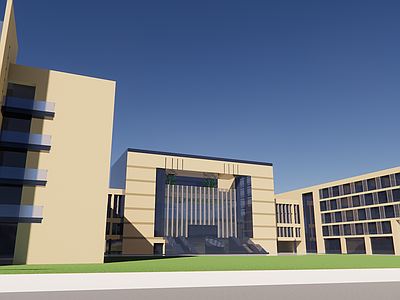 现代极简学校建筑 教学楼学校