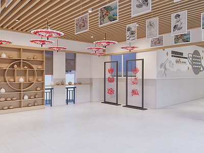 现代新中式其他学校空间 学校走廊 学校学生作品展示 走廊文化