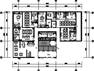 现代整体办公空间 办公空间平面图 综合办公室平面图 办公室设计平面图 施工图