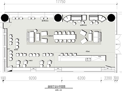 现代咖啡厅 咖啡厅设计平面图 咖啡馆设计平面图 休闲书咖平面图 书咖设计平面图 施工图