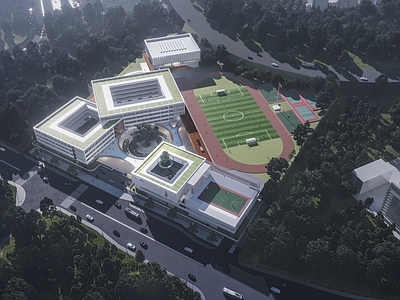 现代学校建筑 现代 未来 小学 中学 铝板
