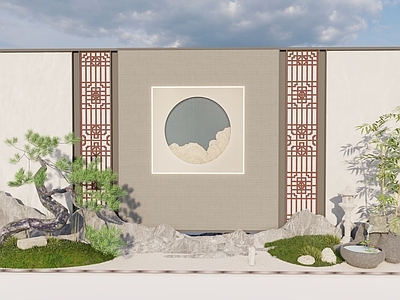 新中式现代景墙 水景墙 中式景墙 景墙 新中式景墙 现代景墙