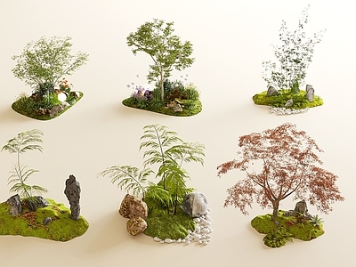 现代其他景观小品 景观小品 庭院小品 苔藓微地形 现代景观造景 植物造景