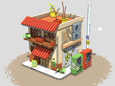 现代艺术风格建筑 花卉栽培 卡通小屋 卡通花店 卡通洋房 卡通商店