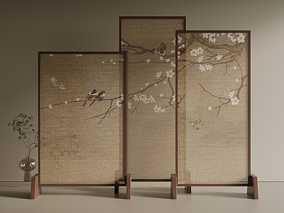 新中式中古屏风 木屏风