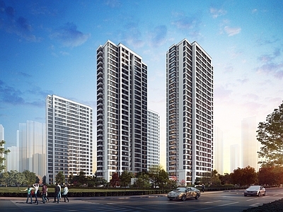 现代新中式小区建筑 旭辉新城小区