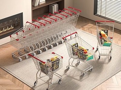 现代超市 超市购物车 手推车