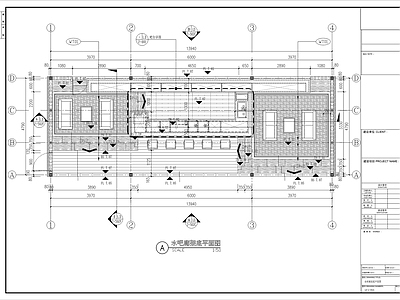 现代廊架 水吧台廊架 泳池廊架 施工图