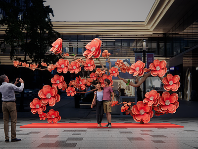现代花境 梅花 花艺美陈
