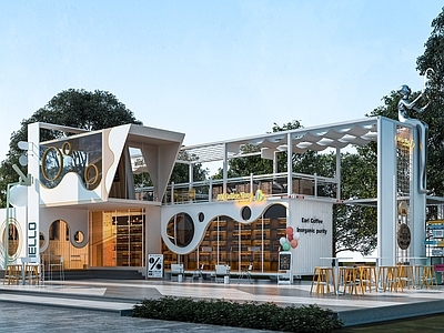 现代艺术风格建筑 集装箱咖啡店 集装箱酒吧 集装箱餐饮店 集装箱