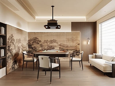 新中式棋牌室 新中式棋牌室 麻将室 麻将机 麻将桌