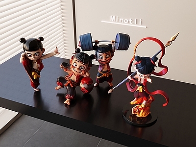 现代摆件组合 哪吒三太子魔童 电视柜摆件