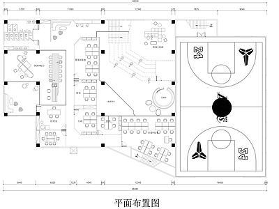 现代整体办公空间 办公空间平面图 公司篮球馆平面图 办公阶梯室平面图 综合办公室平面图 施工图