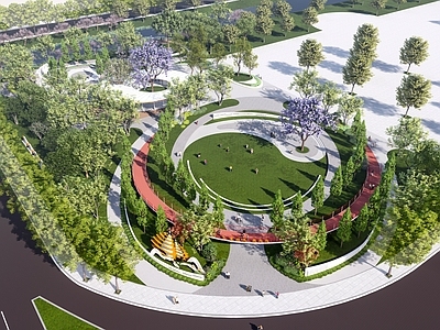 现代景观公园 街角公园 滨水绿地 主题公园 弧形廊桥 特色景墙