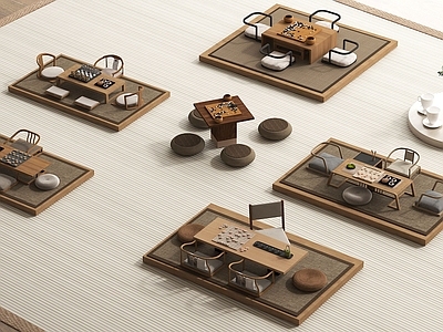 现代茶桌椅 矮桌椅 棋盘 榻榻米茶桌椅 茶具组合 茶桌椅