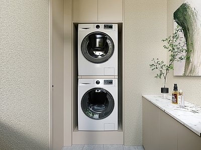 现代阳台 生活阳台 洗衣机