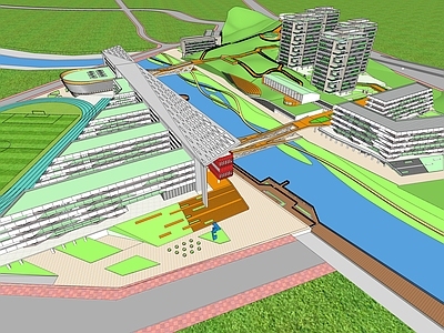 现代学校建筑 现代风格高中 山地学校 滨水学校