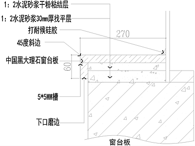 窗节点 窗台板 家装节点 施工图