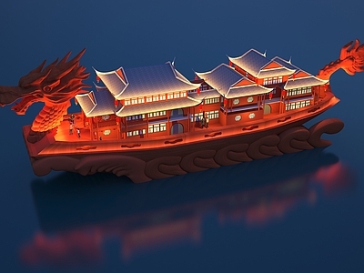 船 中式花船 中式游船 中式游轮 观光船