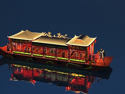 船 中式观光船 中式游艇 中式旅游船 花船