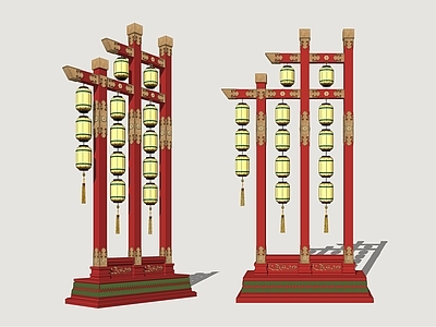 新中式灯笼 灯笼架 灯彩 节日花灯 国潮灯笼