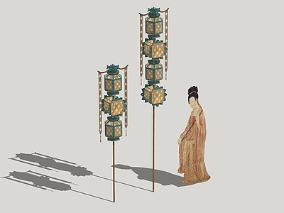 新中式中式其他灯具 古代花灯 古风街道手持灯 新中式灯笼 古风灯笼杆