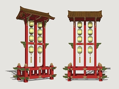 新中式灯笼 灯笼架 灯彩 节日氛围灯 花灯 国潮花灯