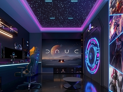 现代电竞房 电竞房 竞技房 电竞椅 投影仪 玩具