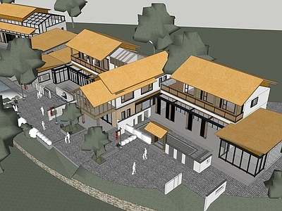 中式中古民宿建筑 平地民宿建筑 山地民宿建筑 滨水民宿建筑