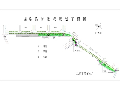 现代中式道路绿化 道路绿化 滨海公园 街道 市政道路 公园绿化 施工图