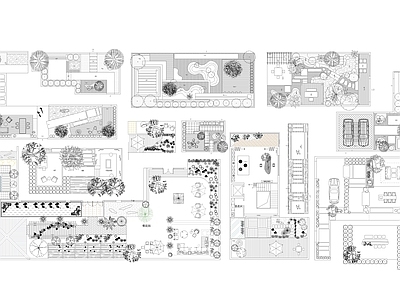 现代庭院 庭院景观图块 别墅庭院 花园庭院 施工图