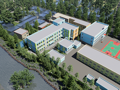 现代学校建筑 学校 教学楼 教学楼学校 办公楼综合楼