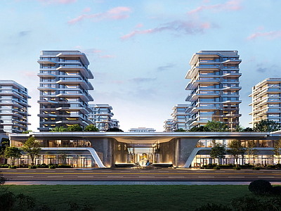 现代小区建筑 现代小区建筑 现代曲线四代宅 招商序高端豪宅 示范区入口大门 沿街商业