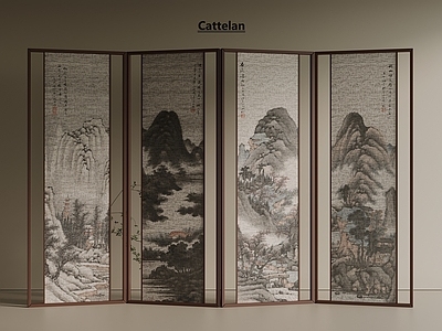 新中式中式屏风 可折叠屏风 木屏风 布艺屏风