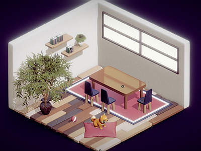 现代家居餐厅 卡通家庭场景 家庭空间 家庭环境 餐厅